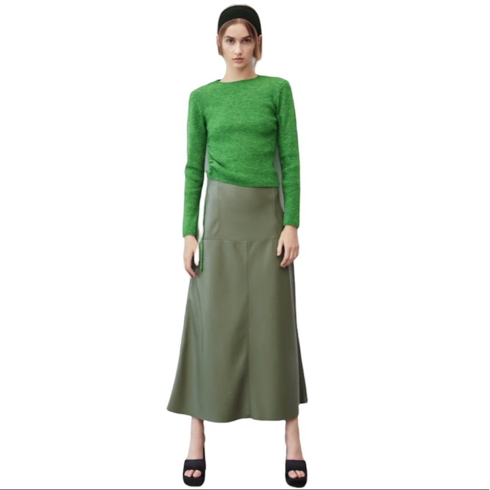 Zara Olive Green Midi Skirt